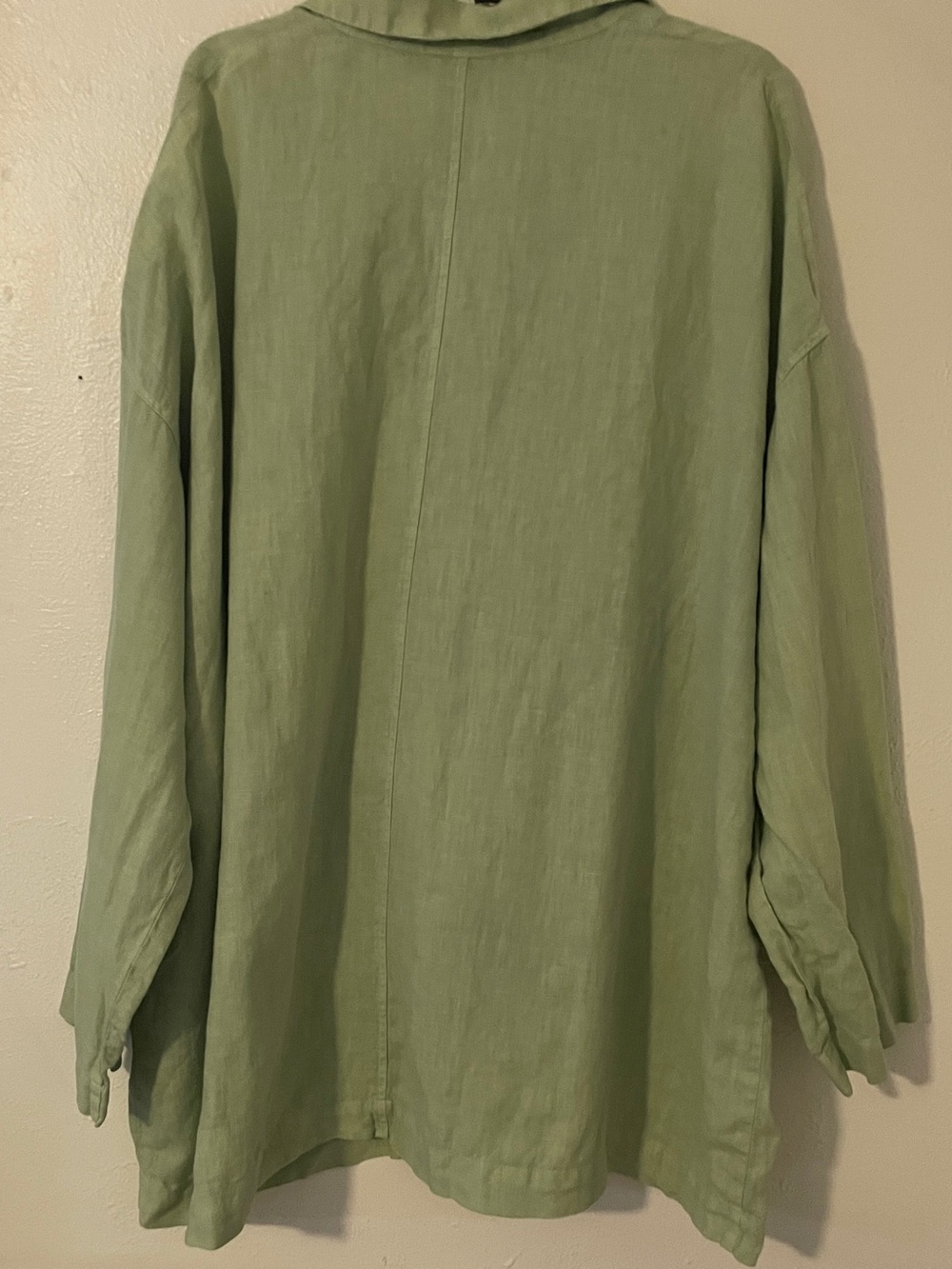 Cut Loose sage green 100% linen oversized shirt jacket patch pockets XL - Picture 9 of 10